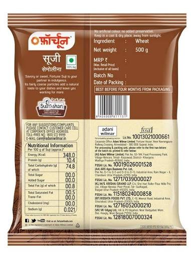Fortune Sooji - Pack of 2 500 g