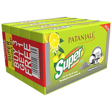 Patanjali Super Dishwash Bar - Buy 3 Get 1 free (4 × 255 g)