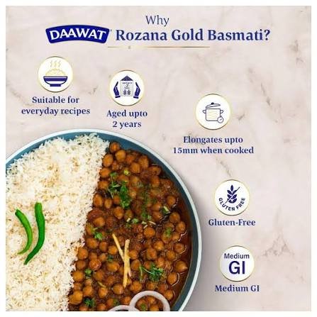 Daawat Rozana Gold Basmati Rice Tibar ( Extra Long Grain ) 5 kg